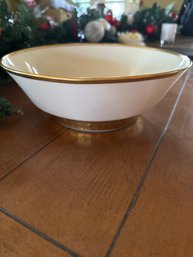 Vintage LENOX Large Round Serving Bowl Ivory Thick Gold Trim USA 10 1/4