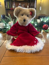 Vintage Boyds Bears Mrs Kinglebeary 2002 Plush Christmas Red Velvet Dress