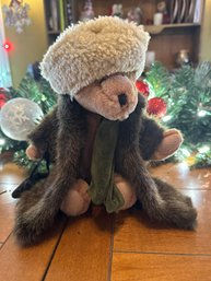 BOYDS BEAR AUNT BESSIE SKIDOO 10 Inch PLUSH BEAR FUR COAT HAT PURSE