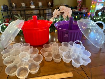 Set Of 2 Purple And Red Cupcake Carousels Holds 16 Cupcakes Each