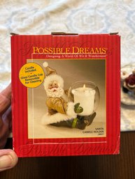 Possible Dreams Santa Candle Holder With Candle Brand New And Santa Clause Candle Topper New In Box