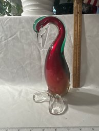 Vintage Blown Art Glass Swan Mid-Century Heavy See Photos