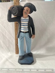 Vintage Hand Painted Hand Sculpted Clay Signed Eladio Brasil Nautical Vintage Art Clay Figure Sailor