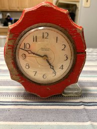 Vintage Ingraham Self Starting Synchronous Motor Clock Not Working Great Old Piece 7x8 Inches Wood Case Cool