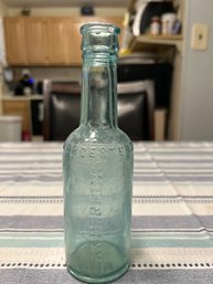 Vintage 1800s LEA & Perrins Worcestershire Sauce Aqua Bottle Small Chip On Top Great Shape