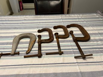 Lot Of 3 Williams Steel C-Clamps One 10 Inch 2 8 Inch One Pony Clamp All Working Condition