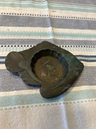 Vintage Bronze Mid Century Fish Ashtray 4 Inches By 3 1/4 Inches