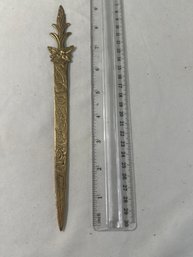 Vintage 9 In Brass Sword Letter Opener