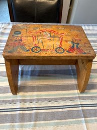 Vintage Hand Painted 1966 Step Stool 7 1/2 Inches High 11 1/2 Inches Long