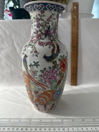 Vintage Chinese FAMILLE ROSE Decorative Vase With Birds & Floral Motif