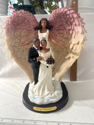 Ebony Treasures Pink White Angel Wedding Husband Wife African American Figurine