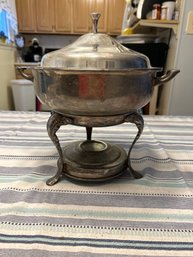 Vintage English Silver Company Chaffing Dish With Pyrex Bowl