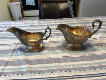 Two Vintage Plated Gravy Boats