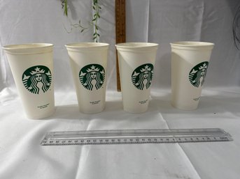 Lot Of 4 Starbucks Reusable 16 Oz Hot Coffee Tea Cup No Lids