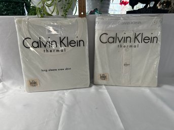 New In Package, Calvin Klein, Thermal, Long Sleeve, Crew, Shirt, And Pants Both Size Large