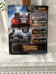 New Back To The Future Time Machine Set Of 3 Delorean Diecast Cars