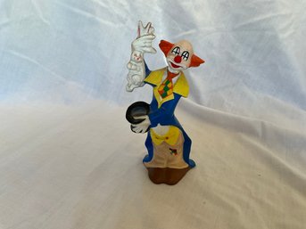 Ceramic Hand Painted Clown With Bunny Figurine