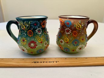 Vintage Set Of 2 Handmade Ceramic Coffee Mug Pottery Mug Turkish Coffee Cups