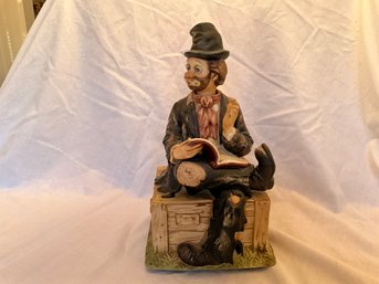 Melody In Motion Willie The Whistler Hobo Clown Hand Painted Bisque Porcelain