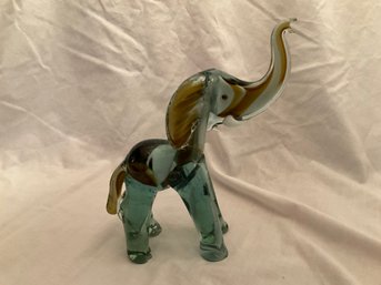 Pretty Colored Glass Elephant Figurine