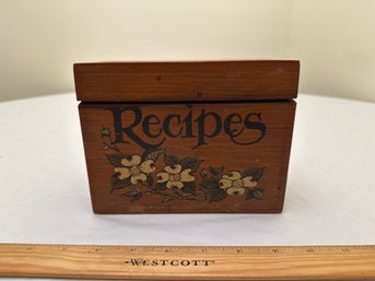 Vintage Wooden Recipe Box With Hinged Lid 1970s Excellent Condition