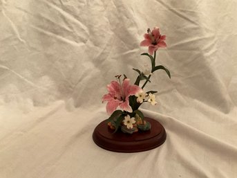 Lenox Rubrum Lily ~ Fine Bone China~Lilium Speciosum ~ On Wood Base