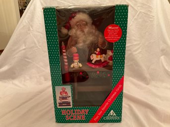 Holiday Creations Noel North Pole Musical Santa Light Up Candle In His Workshop