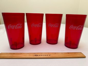 Set Of 4 Coca-Cola Stackable Plastic Tumblers Coke Ruby Red