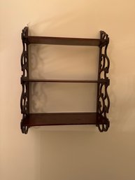 Vintage Wood 3 Tier Display Curio Wall Mount Hanging Shelf