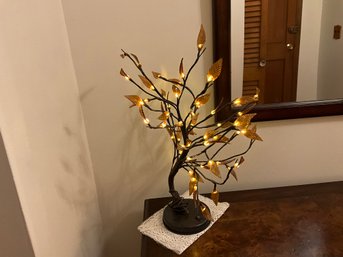 Pretty Glass Leaf Tree Table Lamp 21 Inch  Tall