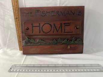 Vintage Fishing Wall Hanging In Out Cabin Man Cave Home Fisherman Heavy Sign