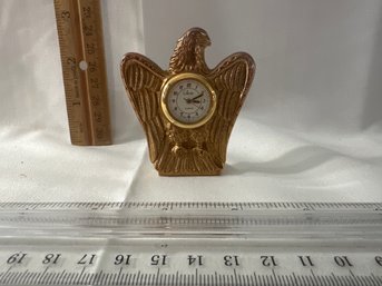 Vintage Collezio Quartz Mini Gold Tone Eagle Desk Clock