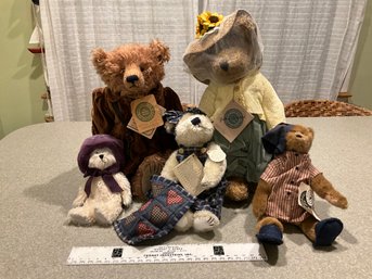 Lot Of 5 Vintage Boyds Bears Plush Teddy Bears