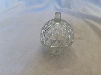 Vintage Cut Glass Apple, Italian Glass Apple Shaped Trinket Box