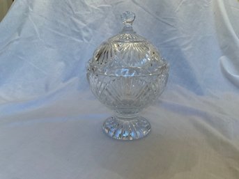 SHANNON CRYSTAL Heavy Covered Candy Dish Footed Bowl With Lid By GODINGER