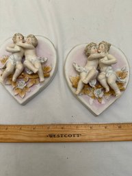 Set Of 2 Arnart Cherub Wall Hanging Japan 1950s Naked Putti Angel Figurines