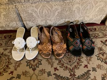 Lot Of 3 Ladies Sandals Size 6.5