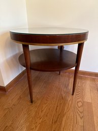 Vintage Mid-Century Modern 28 Inch Round Glass Top Occasional Table By Lane Furniture 26 In Tall