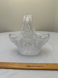 Exquisite Vintage Cut Crystal Glass Basket With Handle