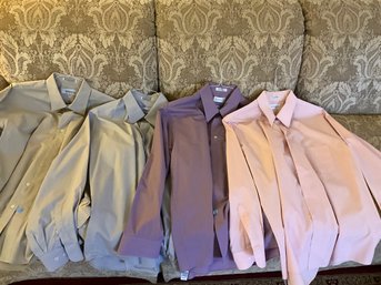 Lot Of 4 Mens Button Down Dress Shirts Size 17 34/35