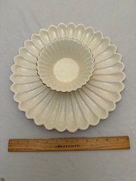 Vintage Serving Dish Sunflower White Ceramic With Gold Trim Chip And Dip Serving Platter