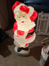 Vintage 43 Inch Lighted Plastic Santa In Beautiful Condition In The Box