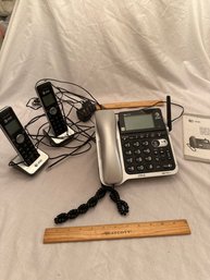 AT&T Corded And 2 Cordless Phones Large Display Caller ID Call Waiting