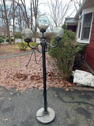 Outdoor 4 Bulb Electric Lamp Works Great 5 1/2 Ft Tall Weighted Base