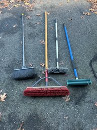 Lot Of Brooms And Squeegee