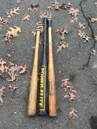 Lot Of Three Baseball Bats Two Wooden Vintage One Aluminum Softball