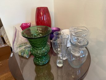 Vase Lot Multiple Sizes Colors Plus Marble Filler