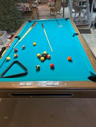 Vintage 9-foot Professional Size Tournament Pool Table Heavy Slate In Basement