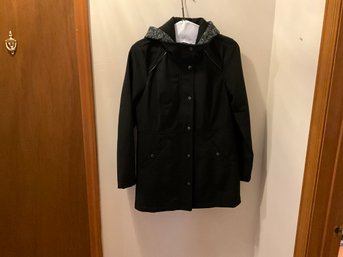 Sebby Collection Water And Wind Resistant Jacket Ladies Black Coat Size Large Dry Cleaned