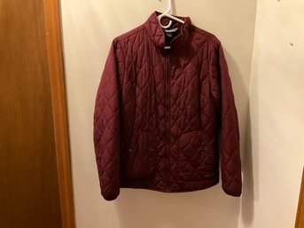 Eddie Bauer Jacket Womens  Red Maroon Puffer Full Zip Quilted Lightweight Size Large